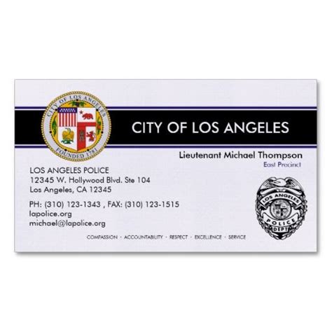 LAPD Police Officer Business cards | Custom business cards, Personal business cards, Social ...