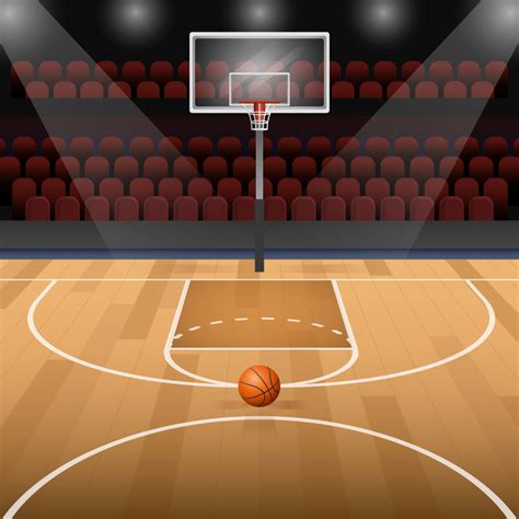 Basketball Court With Basketball Vector Illustration - Download Free ...