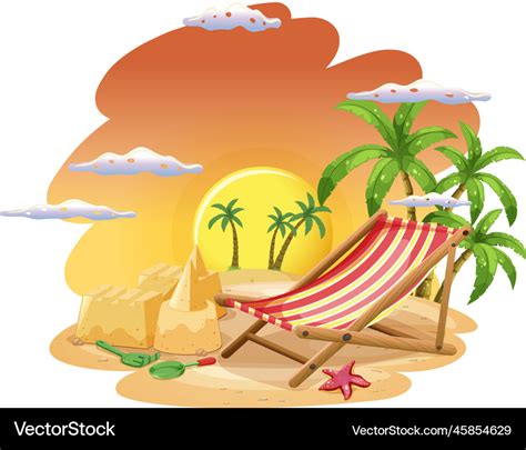 Summer beach scene template Royalty Free Vector Image