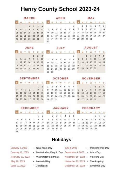 Henry County Schools Calendar With Holidays 2022-2023