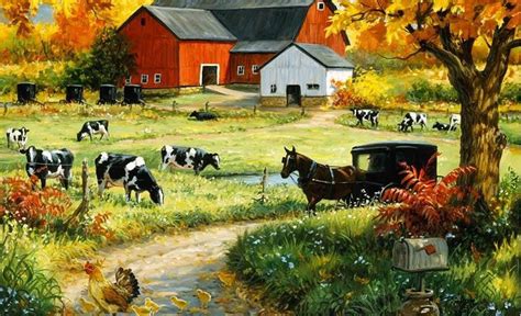 painting, cuadro, pintura | Farm paintings, Farm art, Farm scene