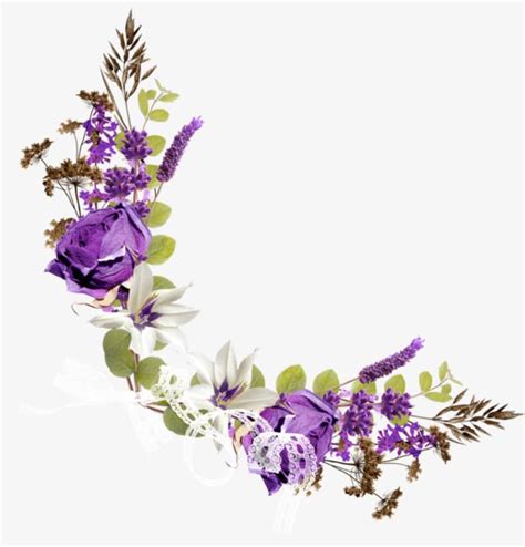 Purple Floral Corner Decorative Pattern, Corner Clipart, Purple Flowers, Flower Decoration ...