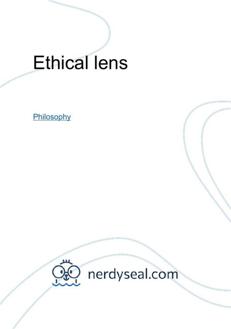 Ethical lens - 570 Words - NerdySeal