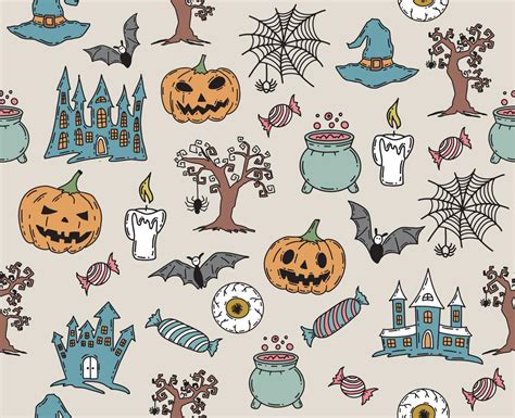 Halloween symbols hand drawn illustration 10570848 Vector Art at Vecteezy