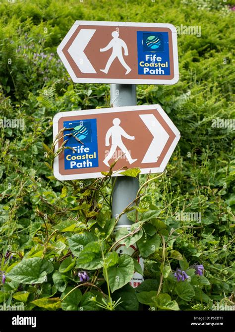 Signs indicating the Fife Coastal path in Fife, Scotland , UK Stock ...