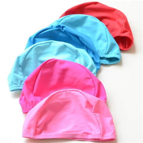 BIGFUN8 Top Quality Colorful Solid Baby Swimming Cap Nylon fabric Swimming Hats Water proof Kids ...