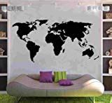 Wall World Map vinyl sticker decal mural. Any colour. 180 x 110cm. Plus 150 14mm white marker ...
