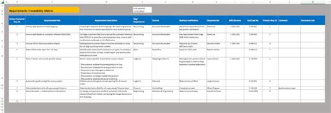 Requirements Management Excel Template