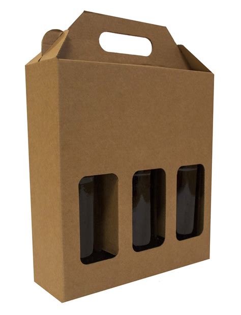 Bottle Boxes :: 3 x 500ml with board handle - Printed Beer Bottle Boxes - Bottle box packaging