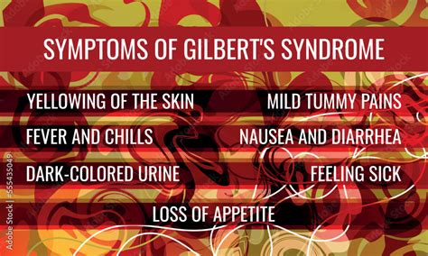 symptoms of Gilbert's syndrome. Vector illustration for medical journal ...