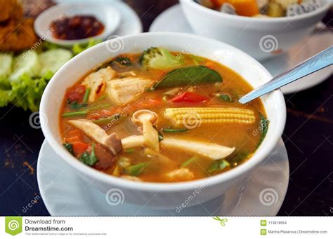 Tom yam soup stock photo. Image of delicious, green - 113818954