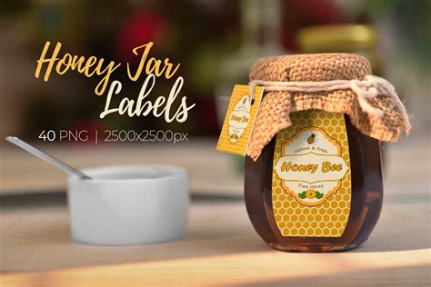 40 Honey Jar Labels PNG (254285) | Labels | Design Bundles