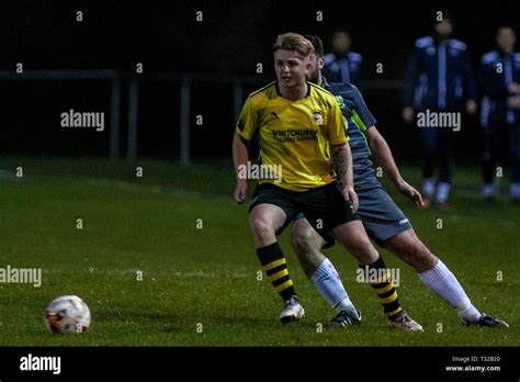 Taffs Well v Penybont in Welsh Football League Division One at the Rhiw'r Ddar Stadium Stock ...