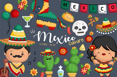 Mexico and Tradition Clipart Grafica di Inkley Studio · Creative Fabrica