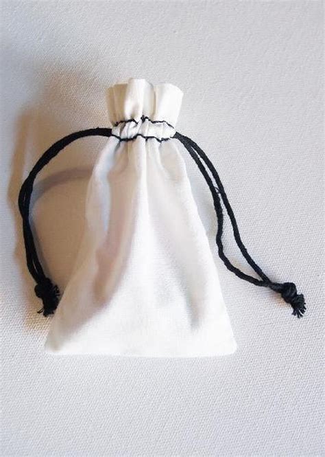 White Cotton Natural Drawstrings Bag with Black Stitching (10 sizes) | Cotton drawstring bags ...