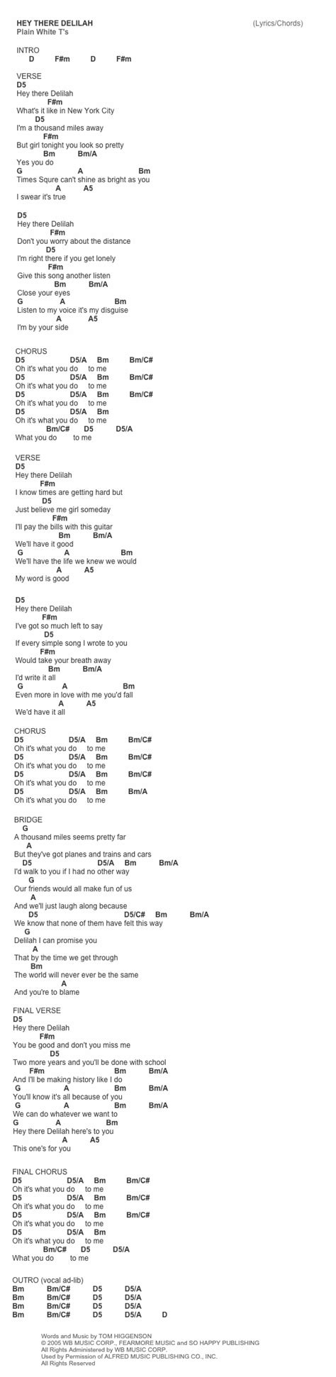 1234 Plain White T's Ukulele Chords | Chord Ukulele