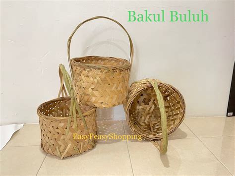 Bakul Buluh /Bakul Sayur Buah-buahan /Bamboo Carrying Basket / Bakul Anyaman Buluh / Raga Buluh ...