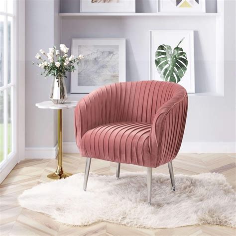 Betsy Accent Chair Pink - Pink, Silver | Accent chairs, Pink accent ...