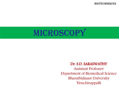 SOLUTION: Microscopy techniques - Studypool