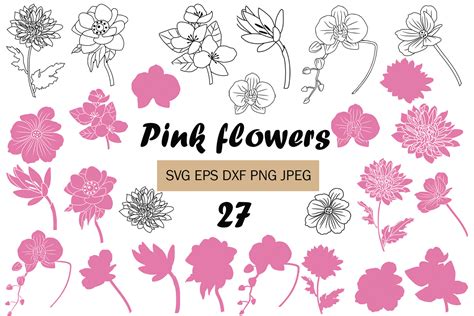 Pink Flowers Svg Bundles 27 Svg Cut File Graphic by larisa1522 ...