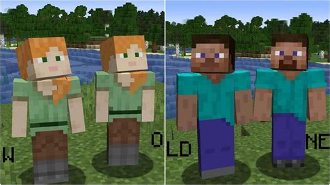 What are the changes in new Steve and Alex skins in Minecraft?