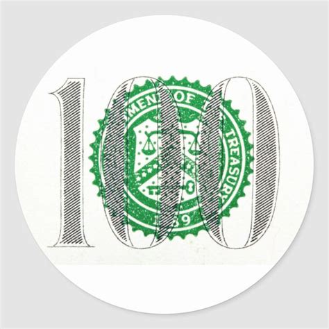 One Hundred Dollar Bill Classic Round Sticker - Custom Stickers - Make ...