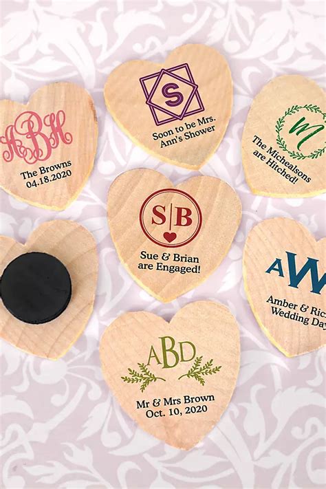 Personalized Heart Shaped Wooden Magnets | David's Bridal