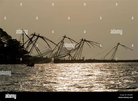 Chinese Fishing Nets At Sunset, Kochi - Cochin Stock Photo - Alamy