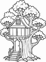 Tree House Coloring Page Whimsical Designs For Creative Kids  Premium sketch template