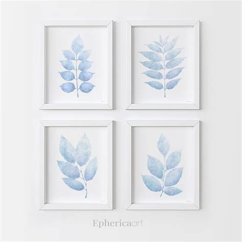 Light Blue Leaves Art Set of 4 Printable Art Prints 8x10 | Etsy | Blue wall art, Neutral wall ...