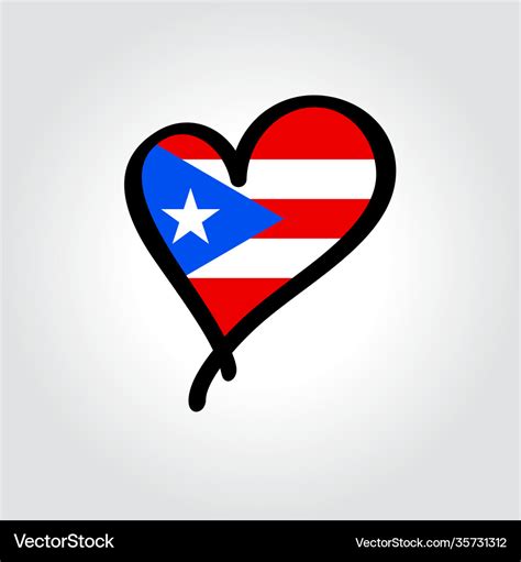 Puerto rican flag heart-shaped hand drawn logo Vector Image