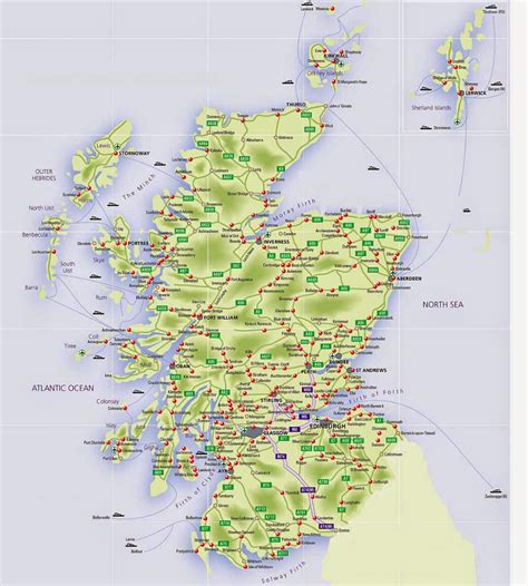 Map of Scotland with Major Cities and Towns