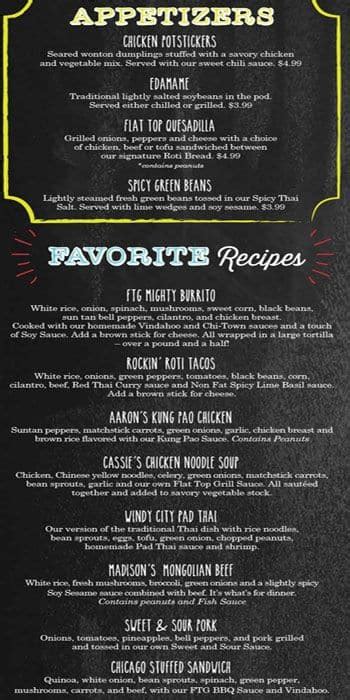 Flat Top Grill Menu, Menu for Flat Top Grill, Fort Wayne, Fort Wayne ...