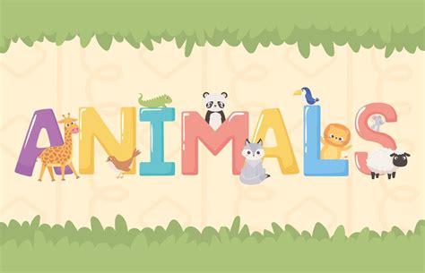 palabra de fuente de animales | Diseño de palabra, Animales, Letras de ...