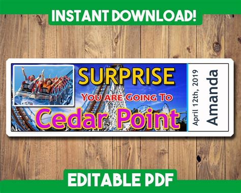 Cedar Point Boarding Pass Cedar Point Ticket Printable | Etsy