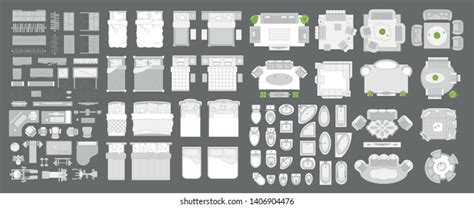 Icons Set Interior Furniture Top View Stock Vector (Royalty Free) 1406904476 | Shutterstock