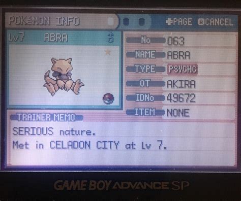 [Gen 3] Shiny Abra! Only took me 10 Soft Reset! My first soft reset ...