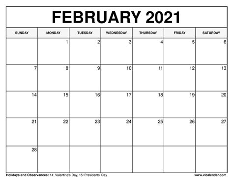 Printable February 2022 Calendar Templates with Holidays - VL Calendar