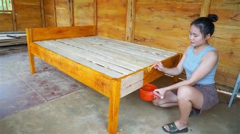 How To Make Wooden Bed / DIY BUILDING LOG CABIN / OFF GRID LIVING ...