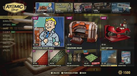 Fallout 76 - Atomic Shop Items - 5th January 2021 - WhiteSpring Resort ...