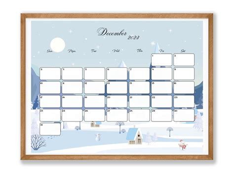 EDITABLE December 2023 Calendar Beautiful Winter With Snowman - Etsy