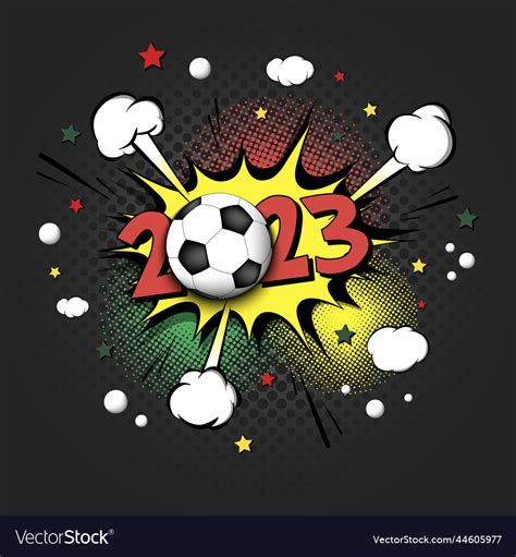 Happy new year 2023 and soccer ball Royalty Free Vector