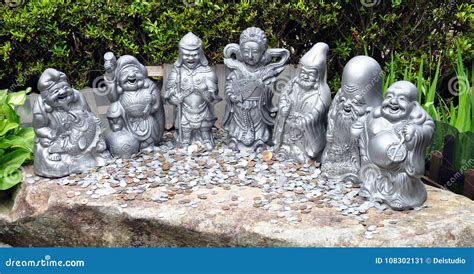 Money Coins and Seven Lucky Gods Statues at Daisho-in Temple, Miyajima Island Japan Stock Image ...