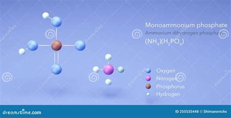 Ammonium Dihydrogen Phosphate, Monoammonium Phosphate, Molecular Structures, 3d Model ...