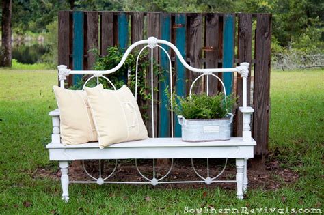 DIY Repurposed Metal Headboard Bench - Southern Revivals