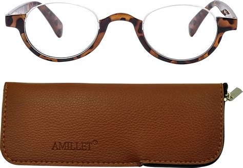 AMILLET Half Moon Reading Glasses for Women,Semi-Rimless Half Frame Retro Men Reading Glasses ...