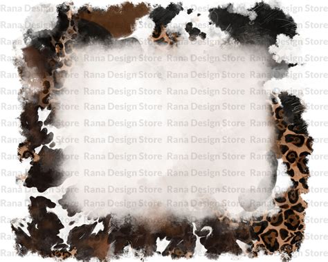 Leopard and Cowhide Background Frame Png, Watercolor Cowhide Png, Watercolor Leopard,western ...