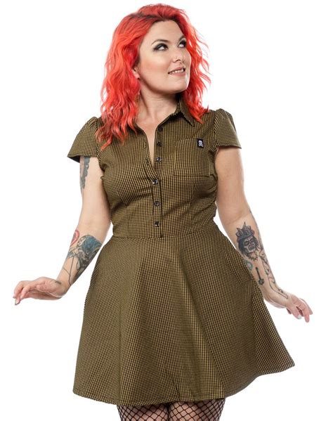 SOURPUSS CHECK DRESS MUSTARD $60.00 #sourpuss #sourpussclothing #mod #moddress #checkdress ...