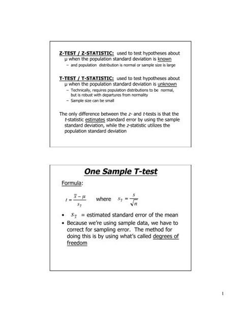 One Sample T-test