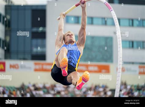 Oslo 20230615.Ben Broeders from Belgium takes part in the pole vault ...